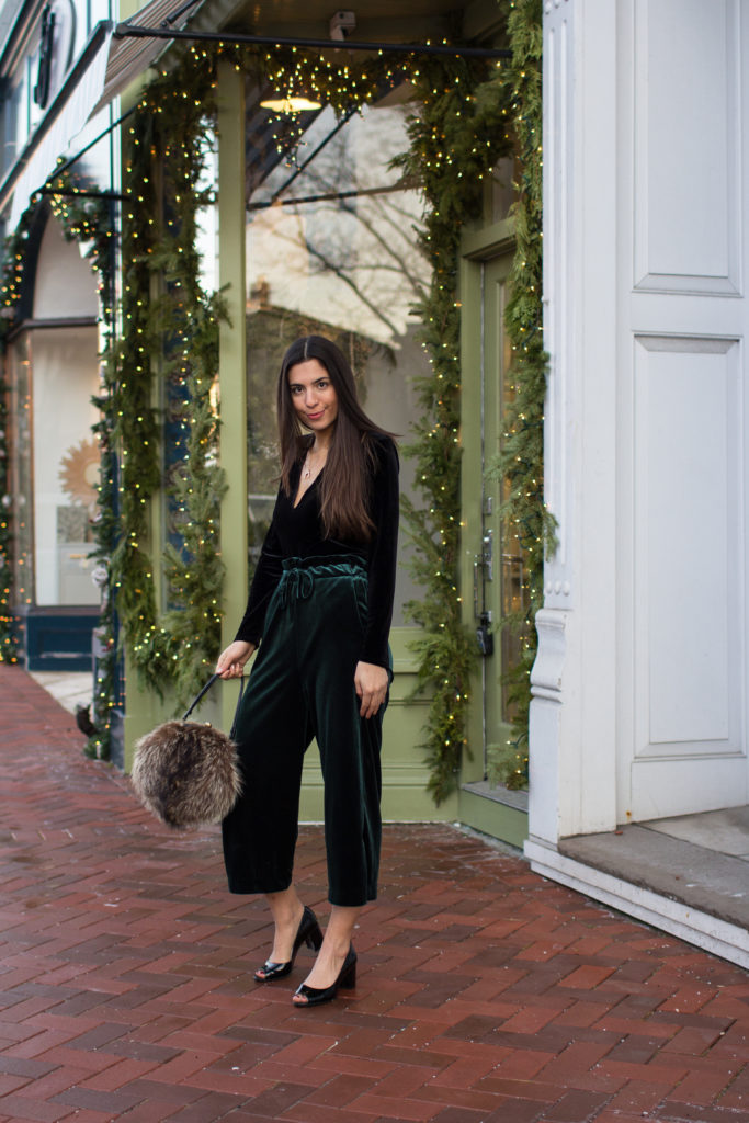 Velvet Bodysuit - green